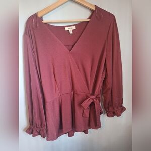 Meraki Maroon Wrap Blouse